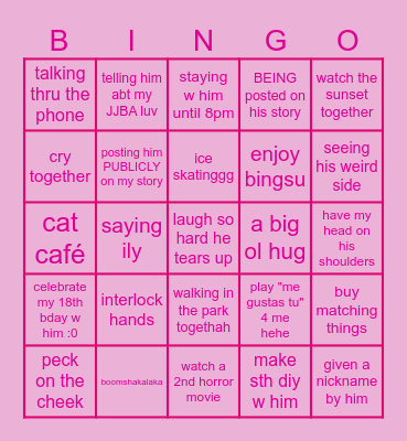 summer luv Bingo Card