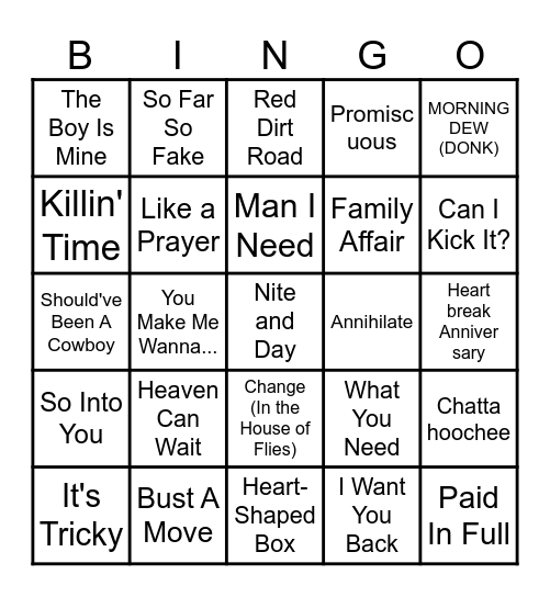 Game 2 - Boots, Beats and Bingo Card
