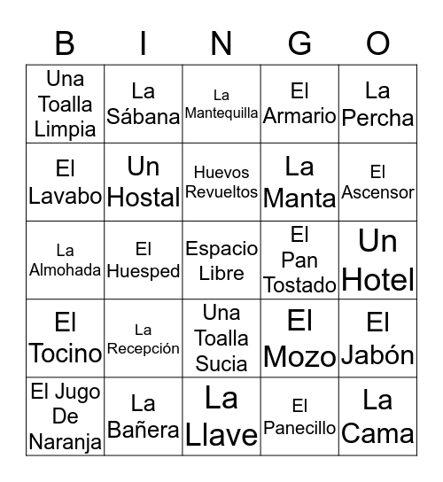 Spanglesh Bingo Card