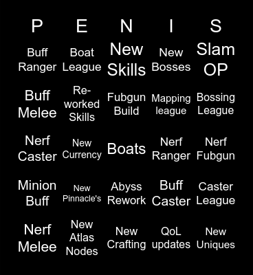 PoE League Bingo Card