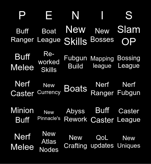 PoE League Bingo Card