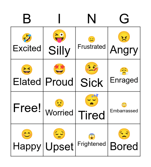 Zones of Regulation Bingo Card