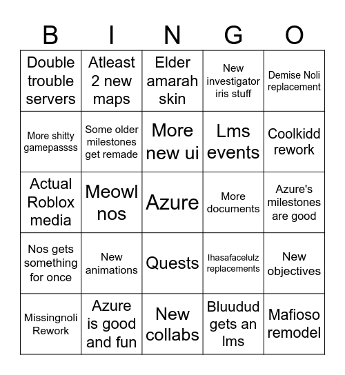Forsaken azure update Bingo Card