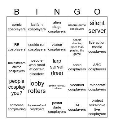 SEWH SERVER BINGO Card