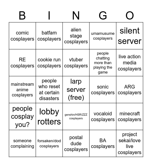 SEWH SERVER BINGO Card