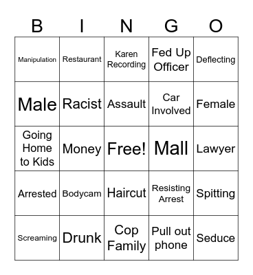 Karen Bingo Card