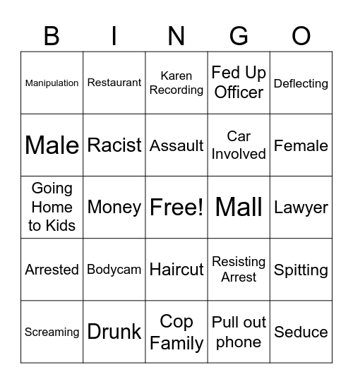 Karen Bingo Card