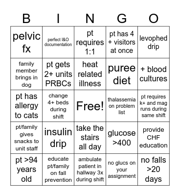 August PCU Bingo Card
