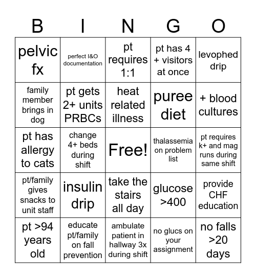 August PCU Bingo Card