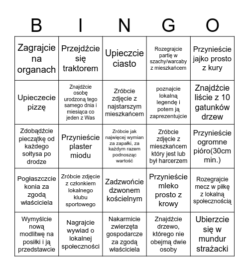 Rajd Bingo Card