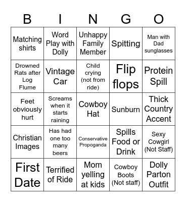 Dollywood Bingo Card