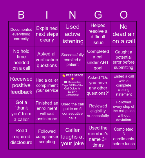 🎉📞 Call Guide Bingo Wednesday 📞🎉 Bingo Card