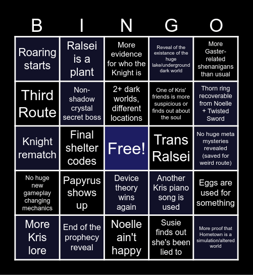 DELTARUNE CHAPTER 6 Bingo Card