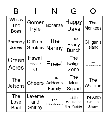 TV Theme Songs (set 3) Bingo Card