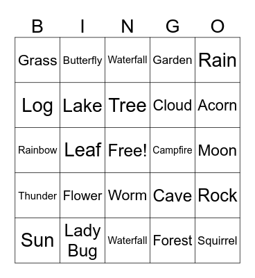 Nature Bingo Card