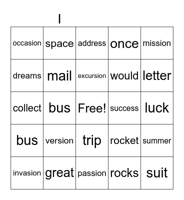 A Space Mission Bingo Card