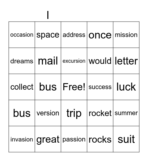 A Space Mission Bingo Card