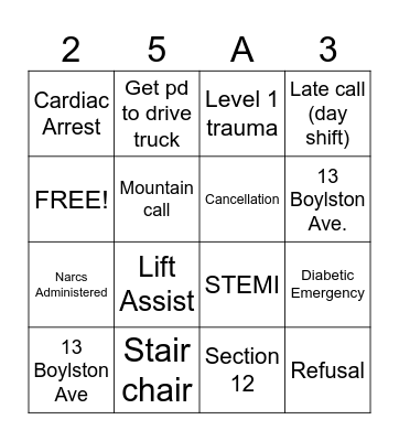 EMS BINGO Card