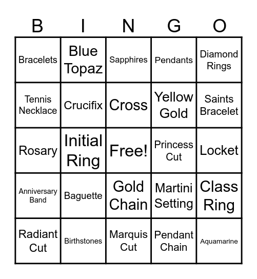Melancon Jewelers Bingo Card