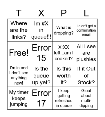 Pokemon Center Bingo Card