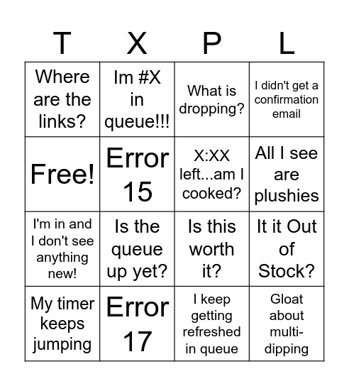 Pokemon Center Bingo Card