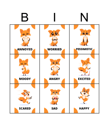 FEELINGS AND EMOTIONS Bingo Card