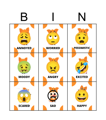 FEELINGS AND EMOTIONS Bingo Card