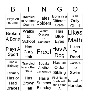 Youth of the Year Bingo Card