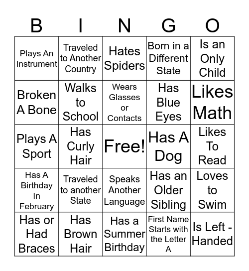 Youth of the Year Bingo Card