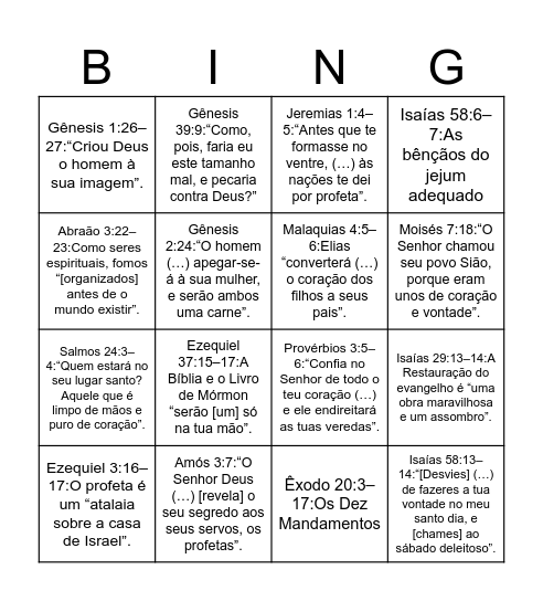 Bingo - Velho Testamento Bingo Card