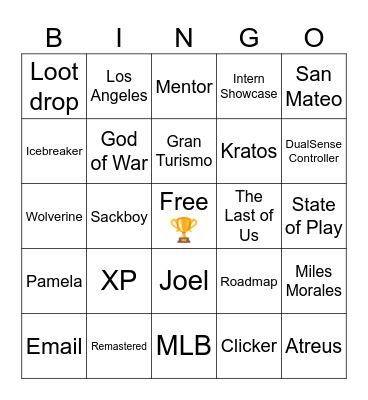 PlayStation National Intern Day Bingo! Bingo Card
