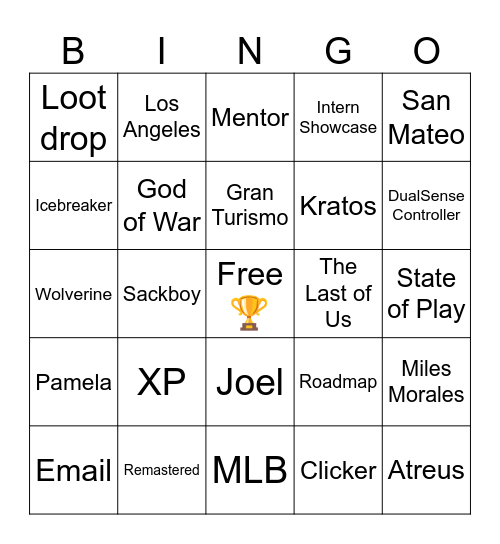 PlayStation National Intern Day Bingo! Bingo Card