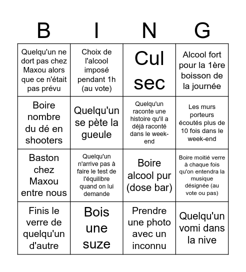 Bingo Bayonne Bingo Card