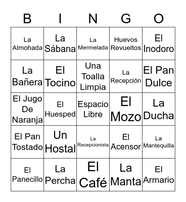 Spanglesh Bingo Card