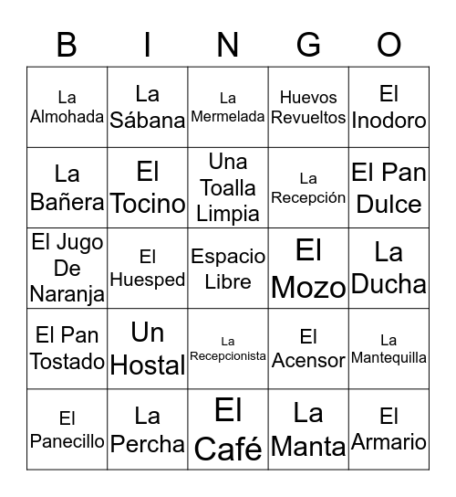 Spanglesh Bingo Card