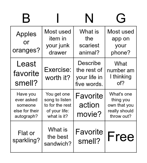 Colbert questions Bingo Card