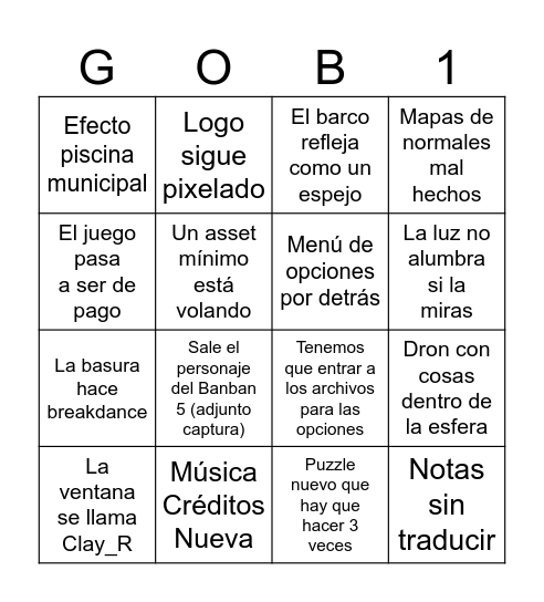 Bingo del Banban 1: Rehacido Bingo Card