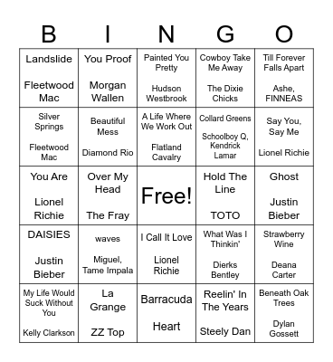 Rachel's Last Bingo? Bingo Card
