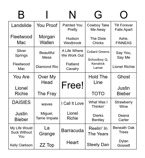 Rachel's Last Bingo? Bingo Card