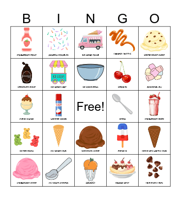 Ice Cream Bingo Card