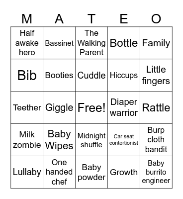MATEO BINGO Card
