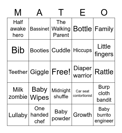 MATEO BINGO Card