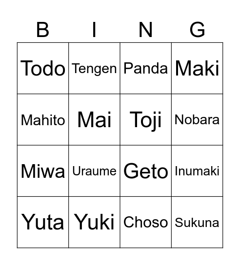 Bingo Card