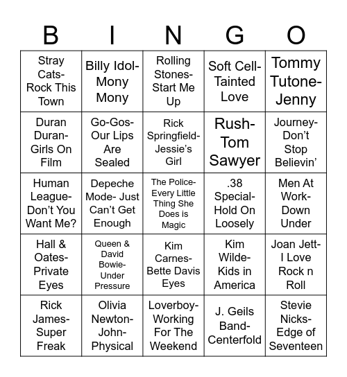 Radio Bingo Class of 1981 Bingo Card