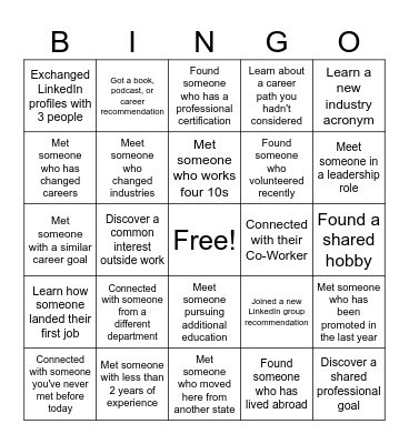 LinkedIn Bingo Card
