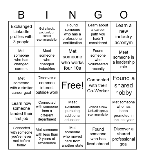 LinkedIn Bingo Card