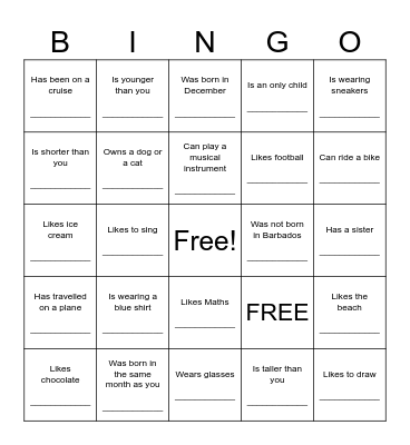 Find Someone Who Bingo Card