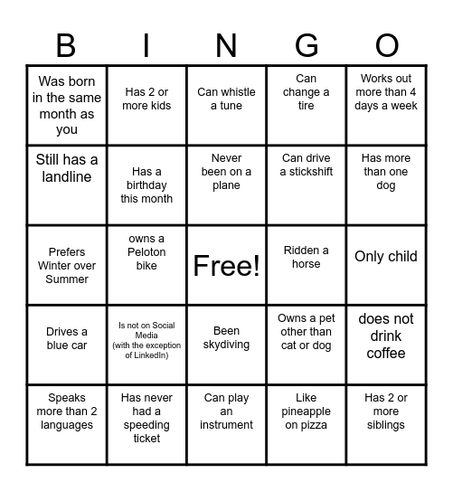 Bingo & Bites Bingo Card