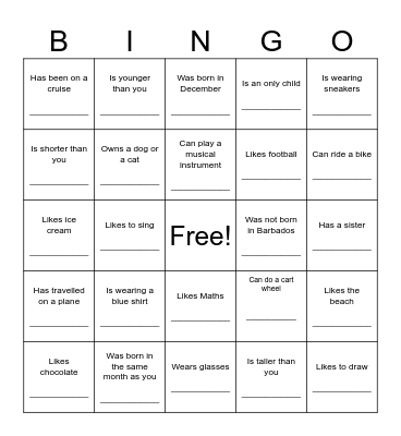 Find Someone Who Bingo Card