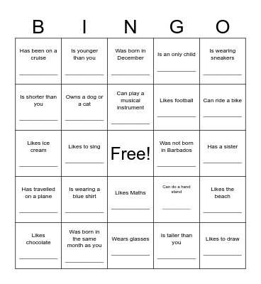 Find Someone Who Bingo Card